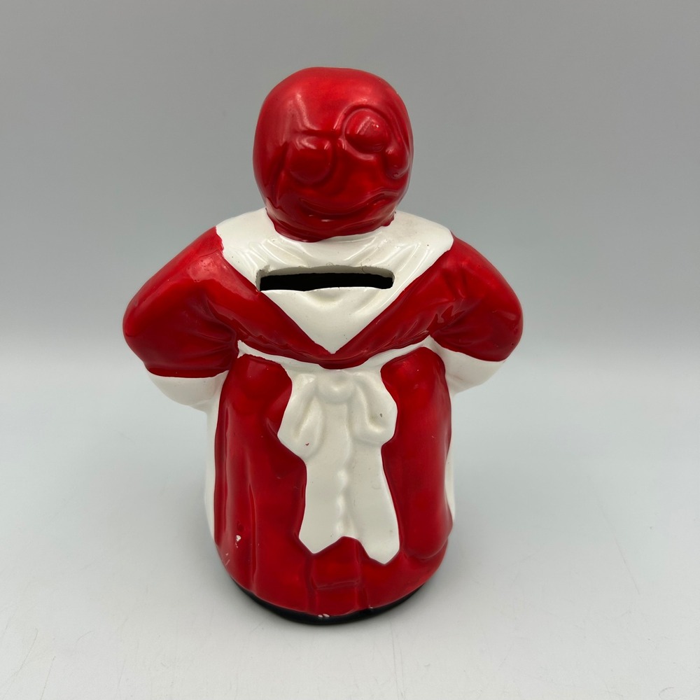 Black Americana Mammy Coin Bank Ceramic Red White Made In Taiwan 6.5" Vintage - Picture 2 of 14